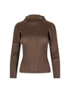Issey Miyake Pleats Please  Top In Brown