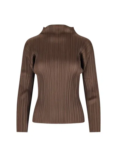 Issey Miyake Pleats Please  Top In Brown
