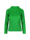Issey Miyake Womens Green Long-sleeve Mock-neck Pleats Knitted Top In Green