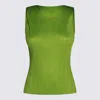 Issey Miyake Pleated Sleeveless Top In Green