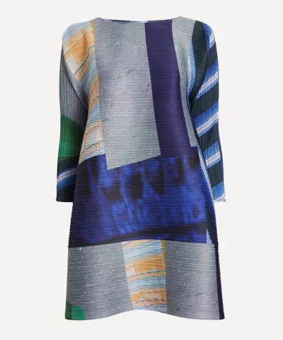 Issey Miyake Pleats Please  Women's City Collage Pleated Tunic Dress In Blue