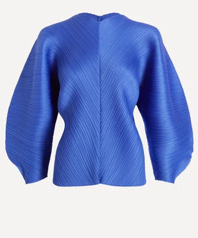 Issey Miyake Jacket Puffed Sleeves V Neck Unique Silhouette In Blue