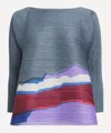 Issey Miyake Pleats Please  Women's Grainy Colours Pleated Top In Blue