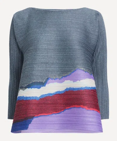 Issey Miyake Pleats Please  Women's Grainy Colours Pleated Top In Blue