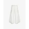 ISSEY MIYAKE PLEATS PLEASE ISSEY MIYAKE WOMEN'S ICE WHITE PLEATED WIDE-LEG KNITTED TROUSERS