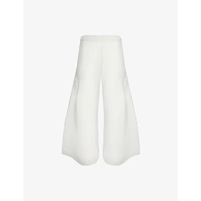 Issey Miyake Pleats Please  Womens Ice White Pleated Wide-leg Knitted Trousers