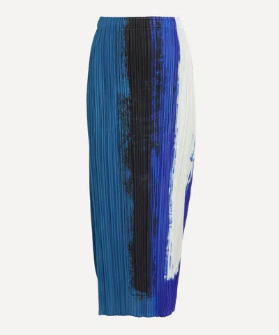 Issey Miyake Pleats Please  Women's Jump Blue Pleated Midi Skirt