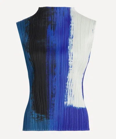 Issey Miyake Pleats Please  Women's Jump Blue Pleated Top