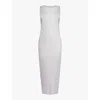 Issey Miyake Basics Pleated Midi Dress In Light Gray