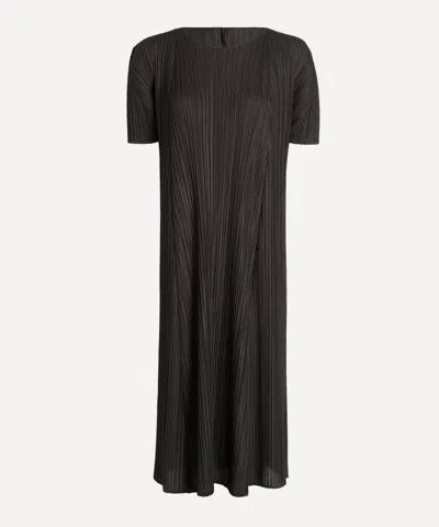 Issey Miyake Pleats Please  Women's Mellow Pleats Black Midi Dress