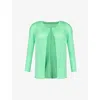 ISSEY MIYAKE PLEATS PLEASE ISSEY MIYAKE WOMEN'S MINT GREEN PLEATED ROUND-NECK KNITTED CARDIGAN