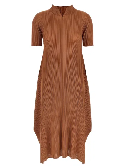 Issey Miyake Pleats Please  Women's Monthly Colors: March Dress In Brown