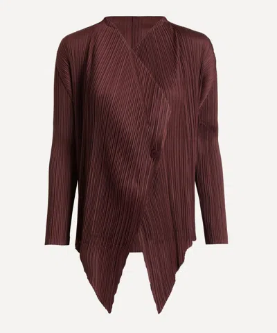 Issey Miyake Pleats Please  Women's Monthly Colours: January Pleated Cardigan In Burgundy
