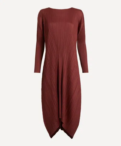 Issey Miyake Pleats Please  Women's Monthly Colours October Long-sleeve Dress In Brown