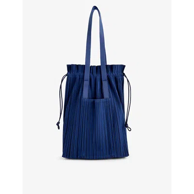 Issey Miyake Pleats Please  Womens Navy Pleated Woven Tote Bag In Blue