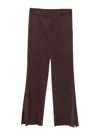 Issey Miyake Elastic Waistband Wide Leg Trousers In Brown