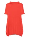 Issey Miyake Pleated High-neck Mini Dress In Red