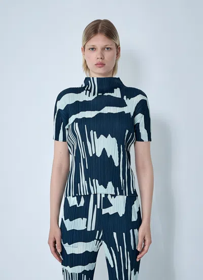 Issey Miyake Pleats Please  Women Pleated Top In Blue