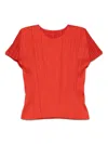 Issey Miyake Pleats Please  Pleated Top In Orange