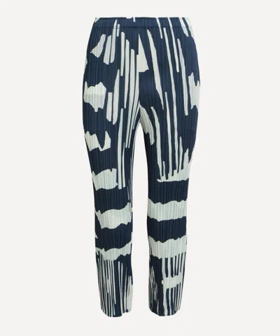 Issey Miyake Pleats Please  Women's Refraction Cropped Trousers In Blue