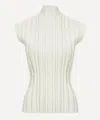 Issey Miyake Pleats Please  Women's Rib-knit Top In White