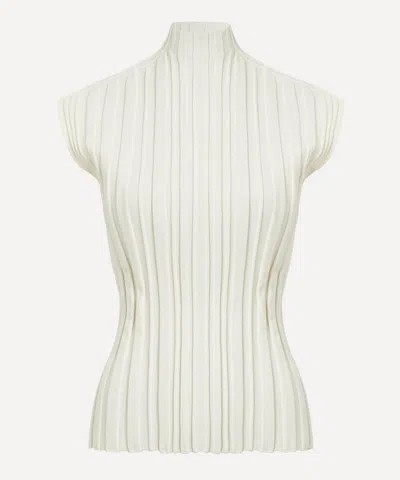 Issey Miyake Pleats Please  Women's Rib-knit Top In White