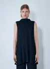 Issey Miyake Tunic Mellow Pleated Top In Blue