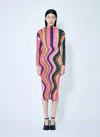 Issey Miyake Multicolor Warp Maxi Dress In Pink