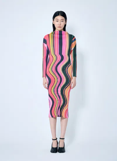 Issey Miyake Multicolor Warp Maxi Dress In Pink