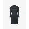 ISSEY MIYAKE PLEATS PLEASE ISSEY MIYAKE WOMEN'S BLACK PLEATED HIGH-NECK KNITTED TOP