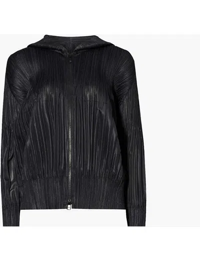 ISSEY MIYAKE WOMENS PLEATS PLEASE ISSEY MIYAKE PLEATED REGULAR-FIT KNITTED HOODY