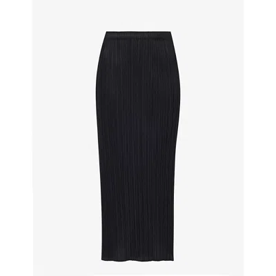 Issey Miyake Plissé Pleated Midi Skirt In 15 Black