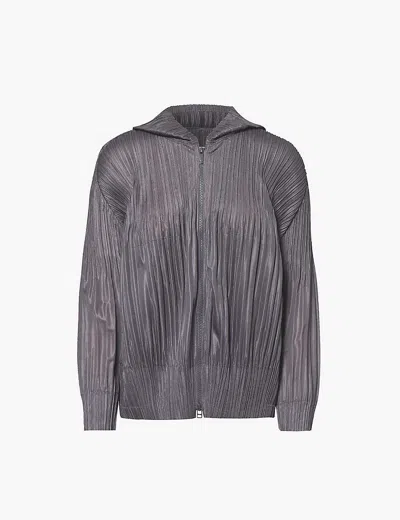 Issey Miyake Pleats Please  Womens Gray Pleated Regular-fit Knitted Hoody In Gray