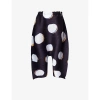 ISSEY MIYAKE PLEATS PLEASE ISSEY MIYAKE WOMEN'S WHITE BEAN DOTS PLEATED KNITTED TROUSERS
