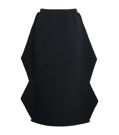 Issey Miyake Pleats Please  Zig Zag Knit Midi Skirt In Black