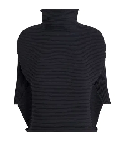 Issey Miyake Pleats Please  Zigzag-knit High-neck Sweater In Black
