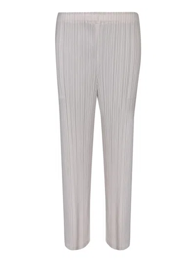 Issey Miyake Pleats Please Ivory Straight Trousers In White