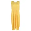 Shop Issey Miyake Pleats Please Midi Dress In Yellow Polyester