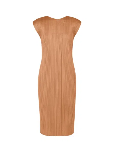 Issey Miyake Pleats Please Monthly Colors June Dress Pink Beige In Brown