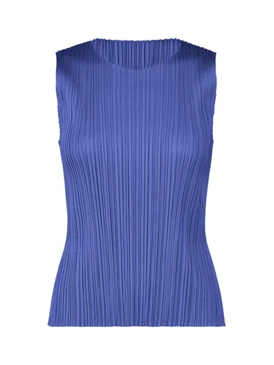 Issey Miyake Sleeveless Round-neck Top In Blue