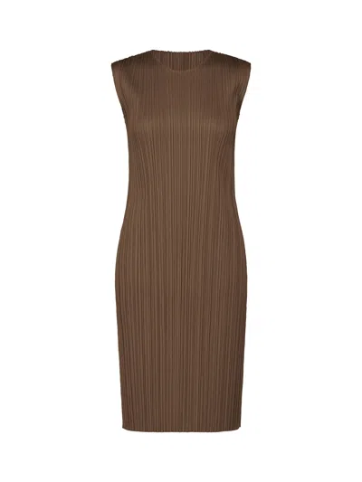 Issey Miyake Pleats Please New Colorful Basics Dress Brown