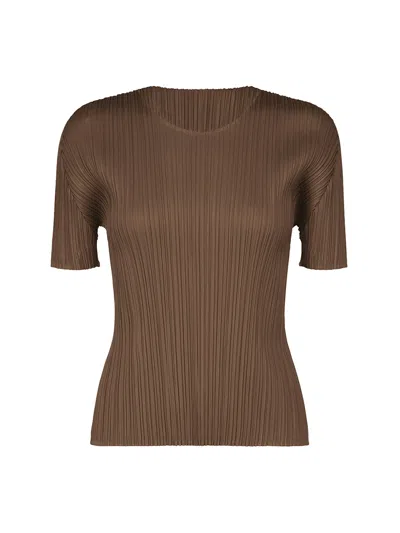 Issey Miyake Pleats Please New Colorful Basics Top Brown