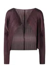 Issey Miyake Pleats Please Pleated Cardigan In Brown