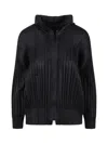 Issey Miyake Pleated Detail Coat In Black