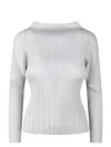 Issey Miyake Pleats Please Pleated Long Sleeves Top In Grey