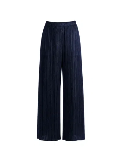 Issey Miyake Pleats Please Pleated Trousers In Blue