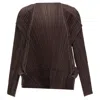 Issey Miyake Pleats Please Plisse 3d Cut Cardigan Jacket In Brown