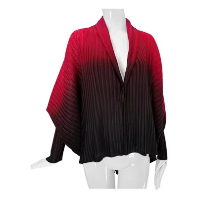 Pre-owned Issey Miyake Pleats Please Red To Black Ombre' Shawl Collar Bat Wing Jacket