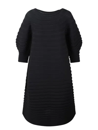 Issey Miyake Pleats Please Ribbed Midi Dress In Black