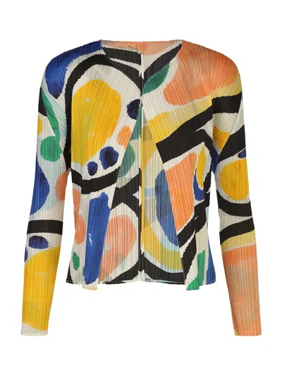Issey Miyake Pleats Please Roll Cardigan Multi